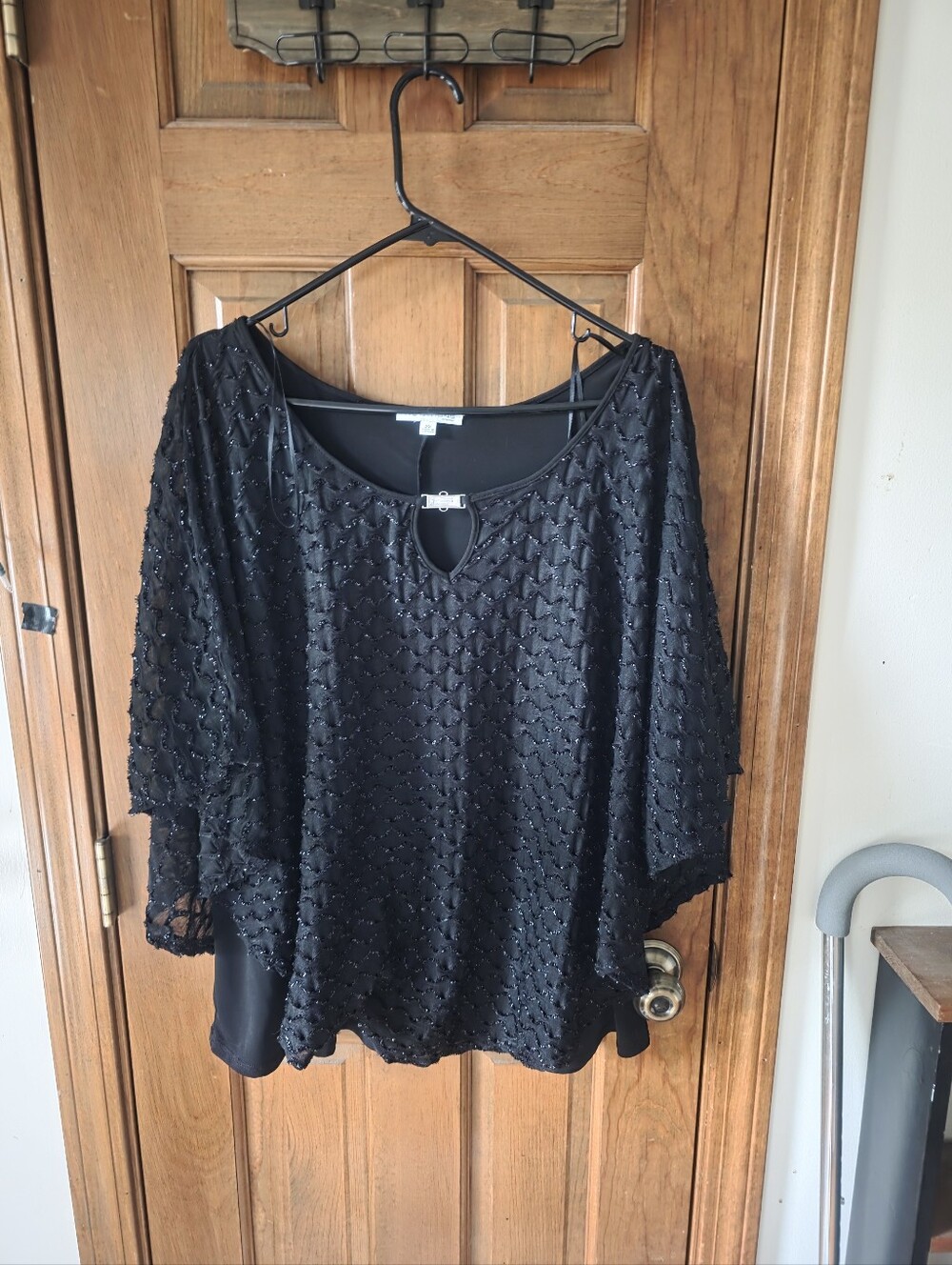 Embellished Black Women’s Top with Keyhole Detail